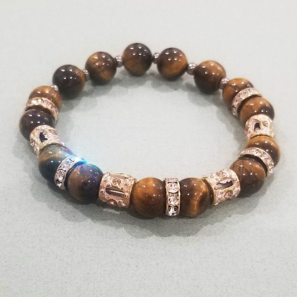 Feel Good™ - 8” Elastic - Empress Cadet Bracelet - Tiger's Eye - Picture 4 of 11